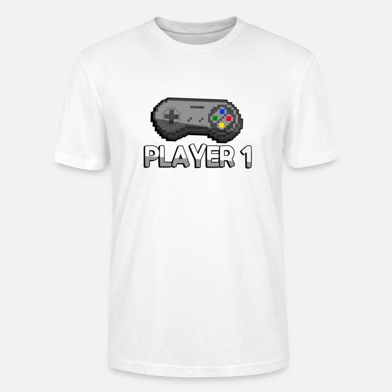 PLAYER 1 + SNES Controller - Gaming - Stanley/Stella Unisex Bio-T-Shirt CRAFTER - Weiß