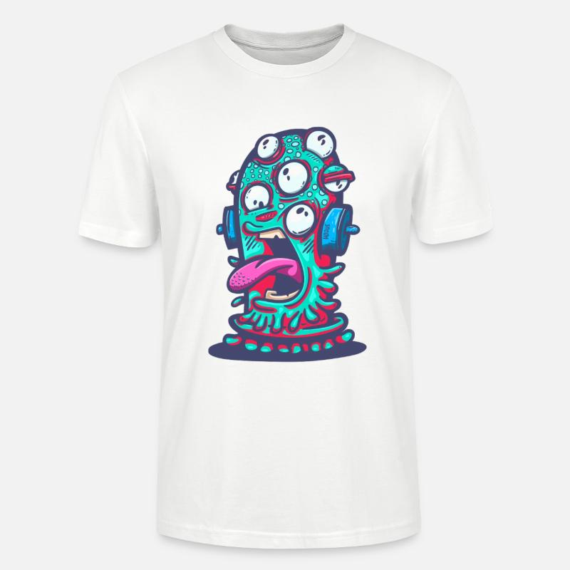 Psychedelisches Monster mit Kopfhörern - Stanley/Stella Unisex Bio-T-Shirt CRAFTER - Weiß