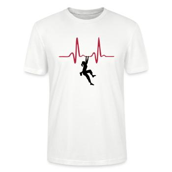 Climbing Woman, Climber & Heartbeat - Stanley/Stella CRAFTER Unisex Organic T-Shirt - white - Front - Alina (178cm) & Michal (187cm)