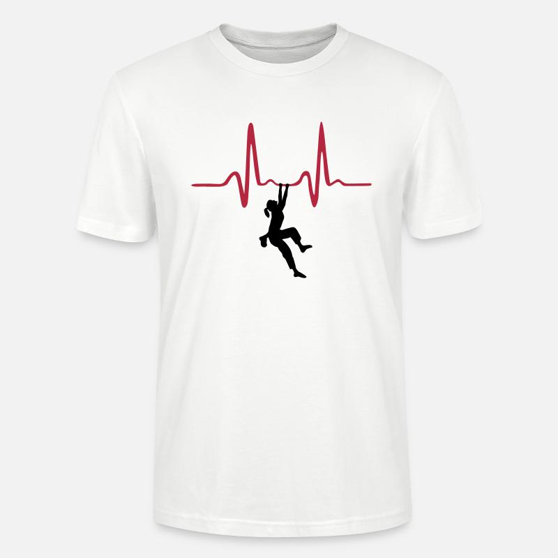 Climbing Woman, Climber & Heartbeat - T-shirt bio CRAFTER Stanley Stella Unisexe - blanc