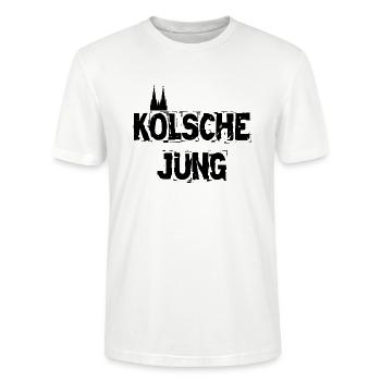 Kölsche Jung Kölner Dom Rheinland Kölle - Stanley/Stella Unisex Bio-T-Shirt CRAFTER - Weiß - Vorne - Alina (178cm) & Michal (187cm)