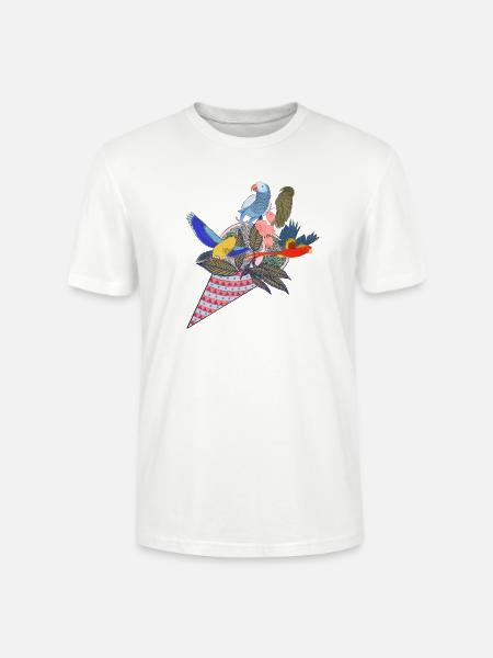 Ice cream with tropical parrots - Stanley/Stella CRAFTER Unisex Organic T-Shirt - white