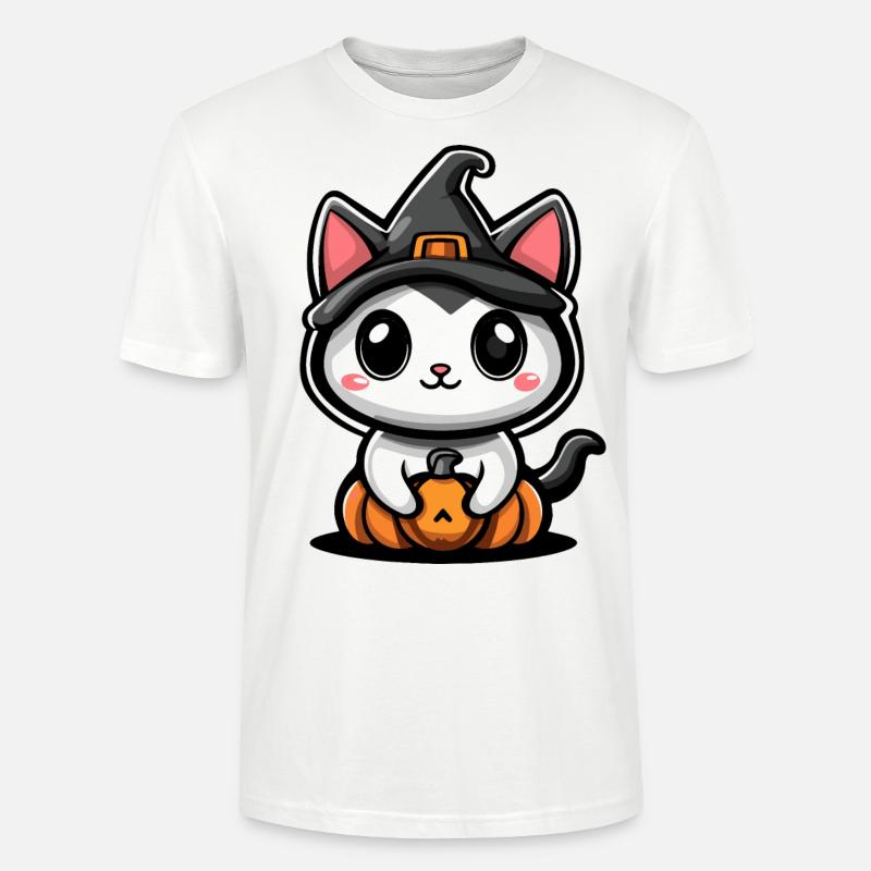 Chat Halloween Chat Bébé - T-shirt bio CRAFTER Stanley Stella Unisexe - blanc