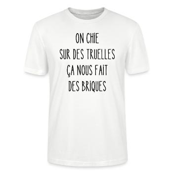 on chie sur des truelles - T-shirt bio CRAFTER Stanley Stella Unisexe - blanc - Devant - Alina (178cm) & Michal (187cm)