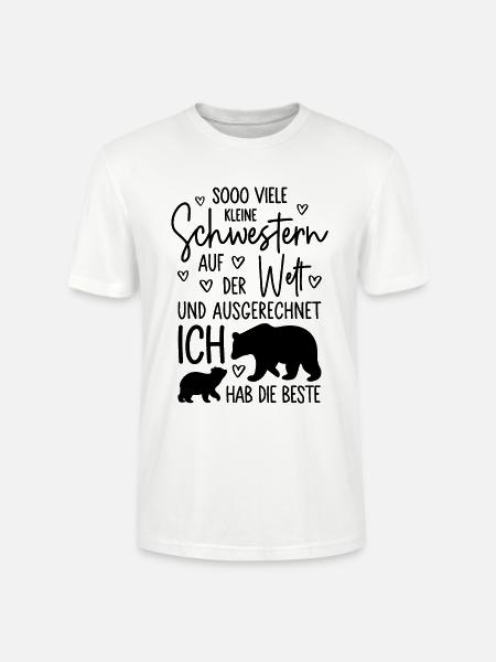 Mädchen Schwestern Bären Beste kleine Schwester - Stanley/Stella Unisex Bio-T-Shirt CRAFTER - Weiß