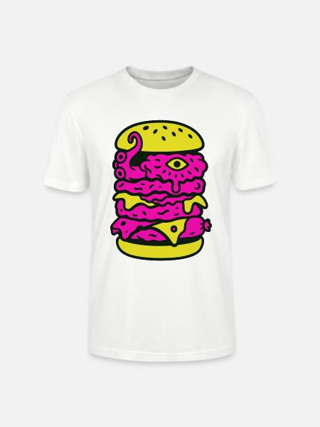 Monsterburger im Pop-Art Stil - Stanley/Stella Unisex Bio-T-Shirt CRAFTER - Weiß