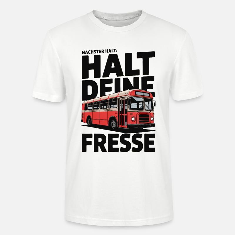 Roter Linienbus Pop-Art Spruch - Stanley/Stella Unisex Bio-T-Shirt CRAFTER - Weiß