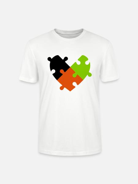 Heart Puzzle - Stanley/Stella CRAFTER Unisex Organic T-Shirt - white