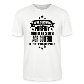 je ne suis pas parfait mais je suis agriculteur - T-shirt bio CRAFTER Stanley Stella Unisexe - blanc - Devant - Alina (178cm) & Michal (187cm)