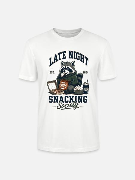 Late Night Snacking Society Waschbär - Stanley/Stella Unisex Bio-T-Shirt CRAFTER - Weiß