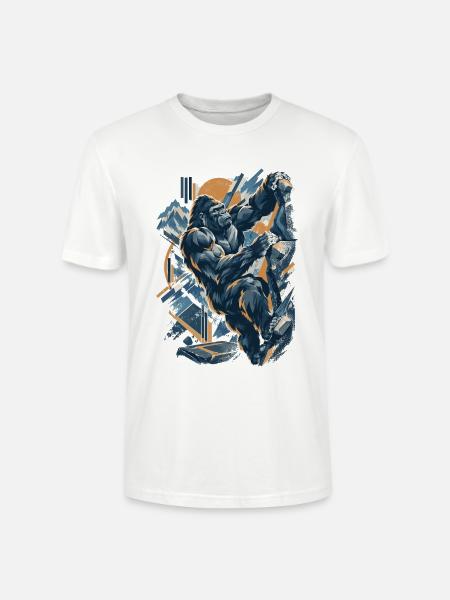 Abstrakt Gorilla Bouldern – Modernes Design - Stanley/Stella Unisex Bio-T-Shirt CRAFTER - Weiß