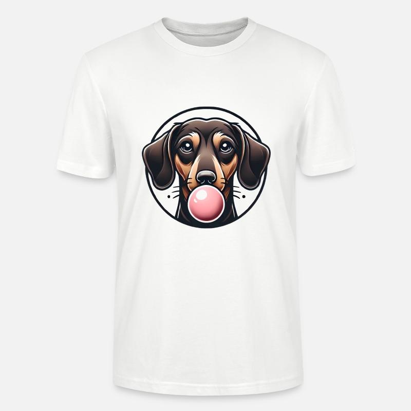 Dackel mit Kaugummi Grafik - Stanley/Stella Unisex Bio-T-Shirt CRAFTER - Weiß