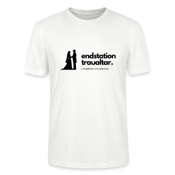 Endstation Traualtar | Junggesellenabschied | JGA - Stanley/Stella Unisex Bio-T-Shirt CRAFTER - Weiß - Vorne - Alina (178cm) & Michal (187cm)