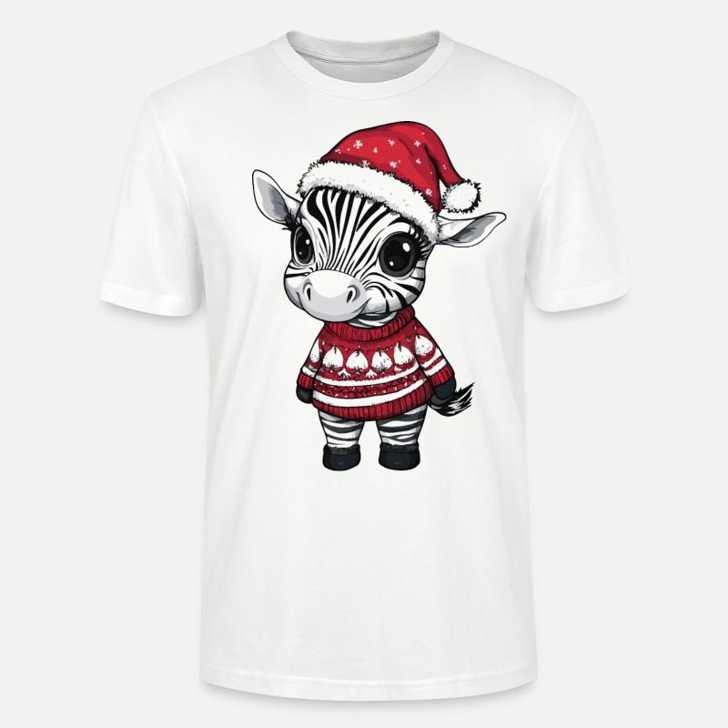 Zebra Weihnachten Comic - Stanley/Stella Unisex Bio-T-Shirt CRAFTER - Weiß
