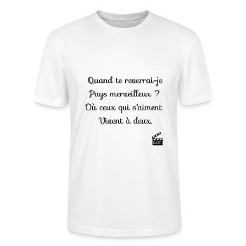 Quand te reverrai-je ? Les bronzés font du ski ! - T-shirt bio CRAFTER Stanley Stella Unisexe - blanc - Devant - Alina (178cm) & Michal (187cm)