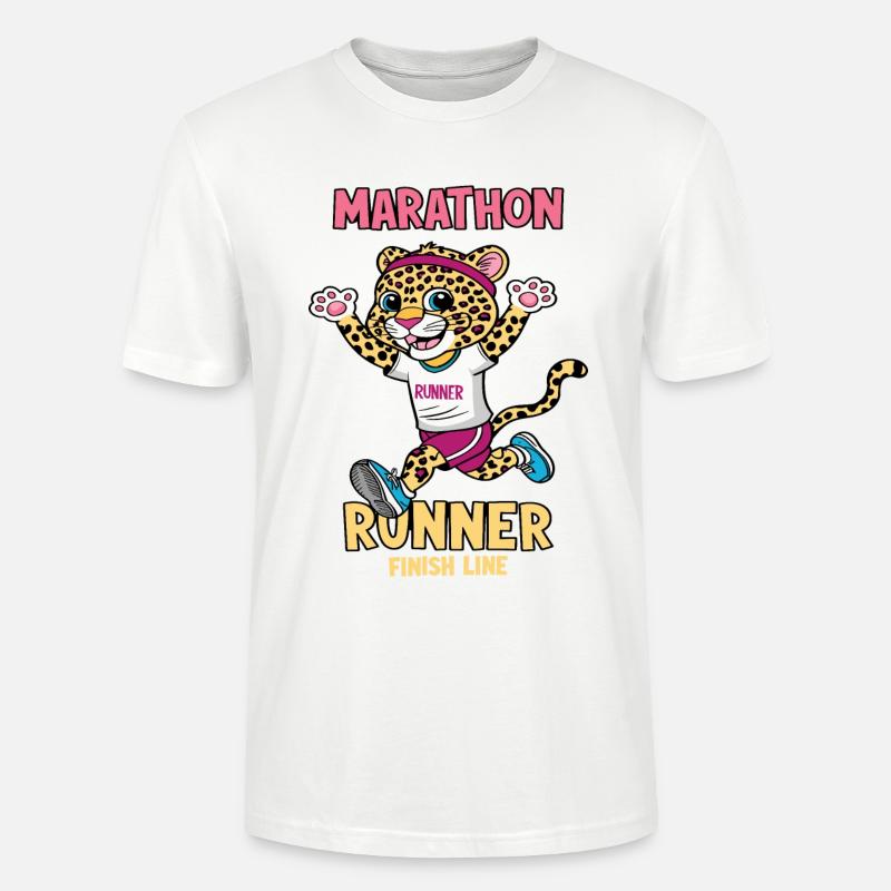 Leopard Marathon Läufer - Stanley/Stella Unisex Bio-T-Shirt CRAFTER - Weiß