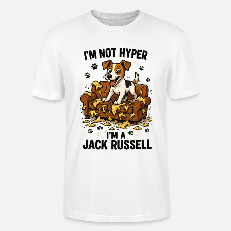 Jack Russell Terrier witzig hyperaktiv Geschenk - Stanley/Stella Unisex Bio-T-Shirt CRAFTER - Weiß