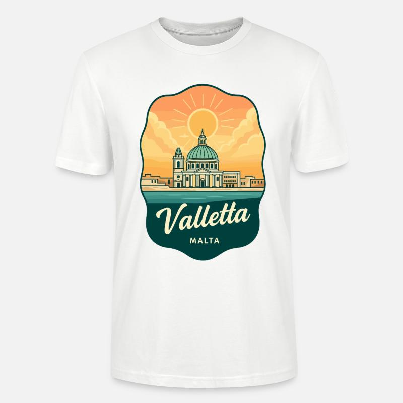Valletta Malta Retro Sunset Reiseabzeichen - Stanley/Stella Unisex Bio-T-Shirt CRAFTER - Weiß
