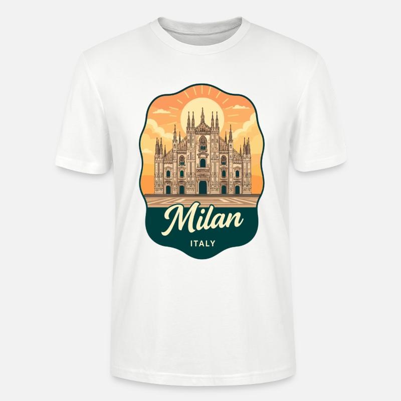 Milan Duomo Retro Sunset Reiseabzeichen - Stanley/Stella Unisex Bio-T-Shirt CRAFTER - Weiß