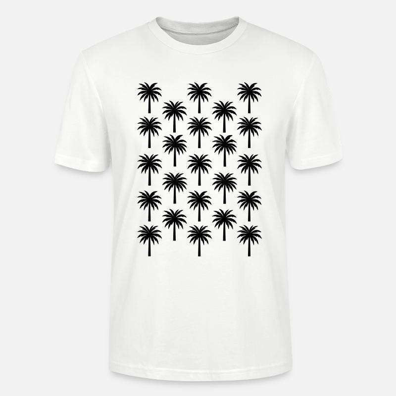 Palm Tree Pattern Black Palm Tree - Stanley/Stella CRAFTER Unisex Organic T-Shirt - white