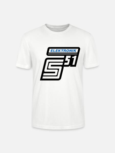 Simson S51 elektronikemblem (farver kan ændres) - Stanley Stella CRAFTER unisex økologisk-T-shirt - hvid