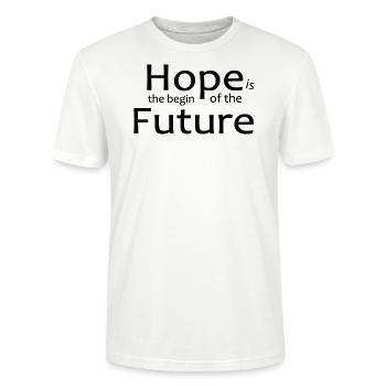Yoga Motivations Shirt, Hope is beginn of Future - Stanley/Stella Unisex Bio-T-Shirt CRAFTER - Weiß - Vorne - Alina (178cm) & Michal (187cm)