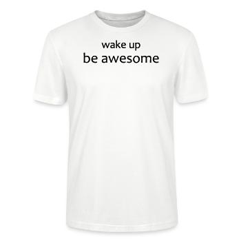 Yoga Shirt, Sport Shirt, Motivation, Wach auf - Stanley/Stella Unisex Bio-T-Shirt CRAFTER - Weiß - Vorne - Alina (178cm) & Michal (187cm)