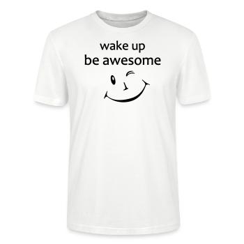 Yoga Shirt, Motivation, lächeln, wake up - Stanley/Stella Unisex Bio-T-Shirt CRAFTER - Weiß - Vorne - Alina (178cm) & Michal (187cm)