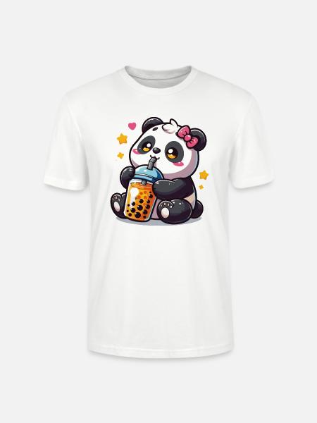 Bubble Tea süßer Panda Anime Kawaii Geschenk - Stanley/Stella Unisex Bio-T-Shirt CRAFTER - Weiß