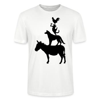 BREMER STADTMUSIKANTEN GESCHENK T-SHIRT - Stanley/Stella Unisex Bio-T-Shirt CRAFTER - Weiß - Vorne - Alina (178cm) & Michal (187cm)