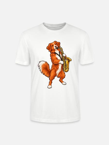 Toller mit Saxophon - Stanley/Stella Unisex Bio-T-Shirt CRAFTER - Weiß