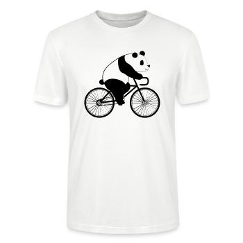 Panda Bicycle - Stanley Stella CRAFTER unisex økologisk-T-shirt - hvid - Foran - Alina (178cm) & Michal (187cm)