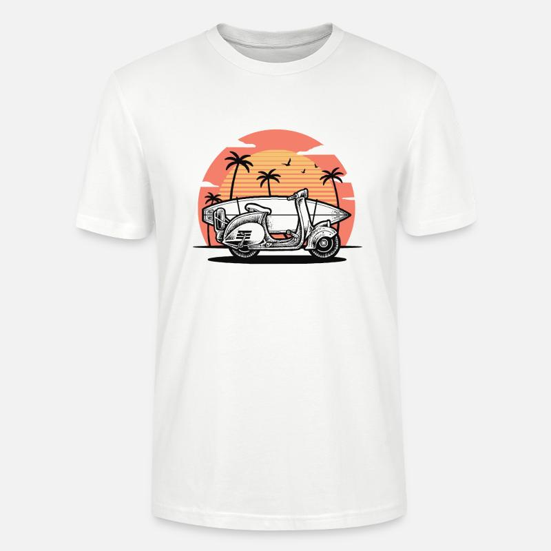 Roller mit Surfbrett (weiß) - Stanley/Stella Unisex Bio-T-Shirt CRAFTER - Weiß