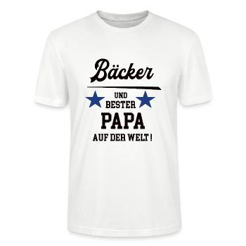 Bäcker Chef Meister Bester Papa Vater Bäckerei - Stanley/Stella Unisex Bio-T-Shirt CRAFTER - Weiß - Vorne - Alina (178cm) & Michal (187cm)