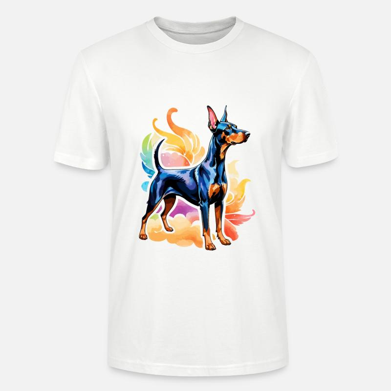 Dobermann Wasserfarben - Stanley/Stella Unisex Bio-T-Shirt CRAFTER - Weiß