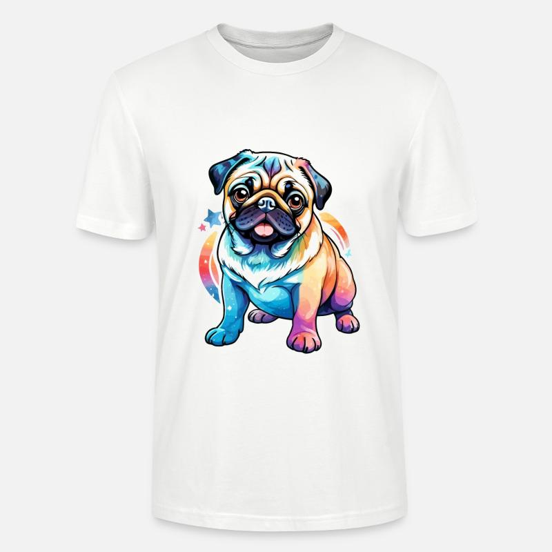 Mops Wasserfarben - Stanley/Stella Unisex Bio-T-Shirt CRAFTER - Weiß