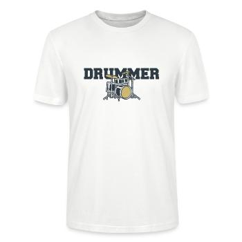 Drummer Schlagzeug - Stanley/Stella Unisex Bio-T-Shirt CRAFTER - Weiß - Vorne - Alina (178cm) & Michal (187cm)