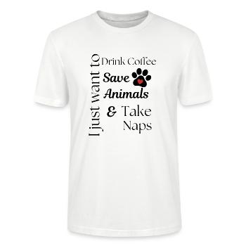 Coffee save animals take naps - Stanley/Stella CRAFTER Unisex Organic T-Shirt - white - Front - Alina (178cm) & Michal (187cm)