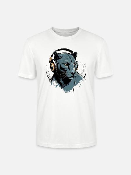 Amy, der audiophile Panther - Stanley/Stella Unisex Bio-T-Shirt CRAFTER - Weiß