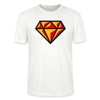 Diamant (Edelstein Brillant Symbol / POS Red 3C) - Stanley/Stella Unisex Bio-T-Shirt CRAFTER - Weiß - Vorne - Alina (178cm) & Michal (187cm)