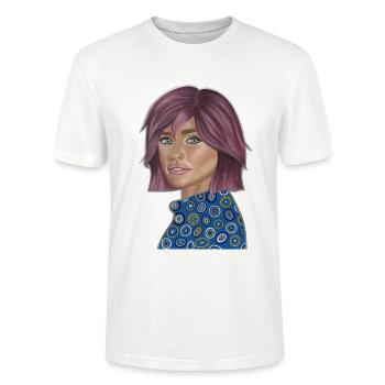 Pop Fashion Violett Porträt - Stanley/Stella Unisex Bio-T-Shirt CRAFTER - Weiß - Vorne - Alina (178cm) & Michal (187cm)