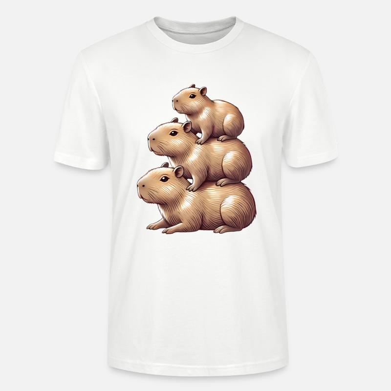 Capybaras empilés mignon conception d’animaux - T-shirt bio CRAFTER Stanley Stella Unisexe - blanc