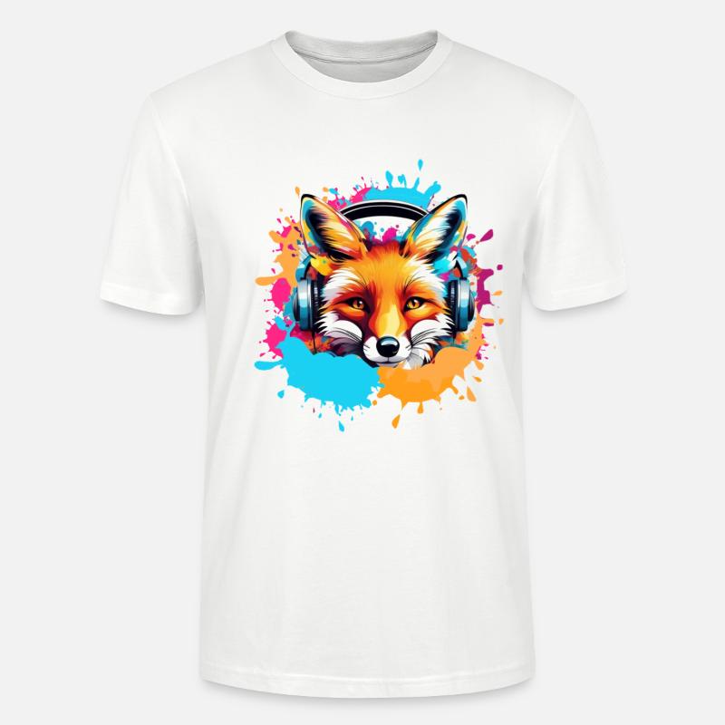 Fuchs,bunt, Malerei,kopfhörer, Graffiti - Stanley/Stella Unisex Bio-T-Shirt CRAFTER - Weiß