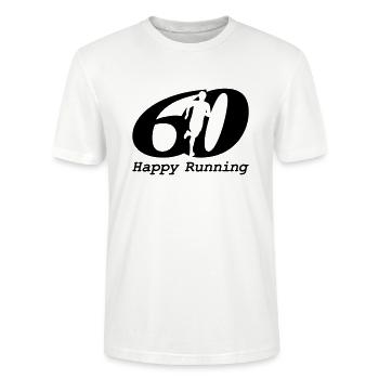 Happy birthday 60, running man - Stanley/Stella CRAFTER Unisex Organic T-Shirt - white - Front - Alina (178cm) & Michal (187cm)