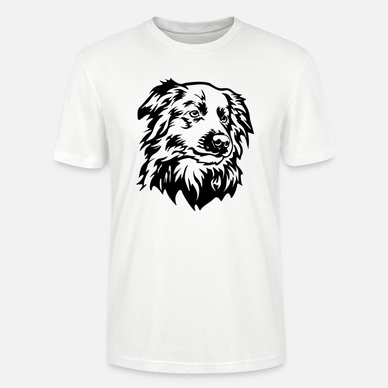 Border Collie Kopf - Stanley/Stella Unisex Bio-T-Shirt CRAFTER - Weiß