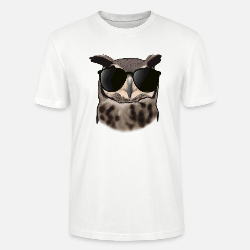 Eule mit Sonnenbrille Geschenkidee - Stanley/Stella Unisex Bio-T-Shirt CRAFTER - Weiß