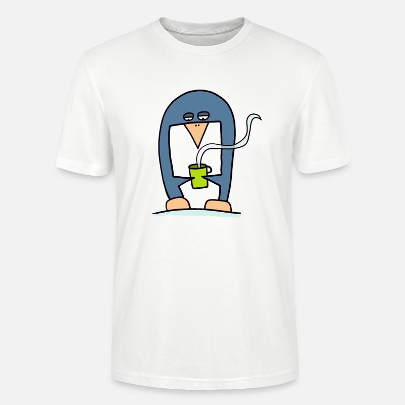 Pingouin buvant du café - T-shirt bio CRAFTER Stanley Stella Unisexe - blanc