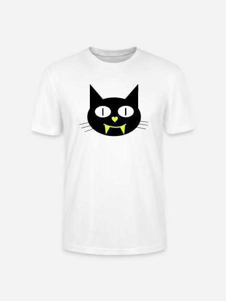 Halloween vampire cat with canines - Stanley/Stella CRAFTER Unisex Organic T-Shirt - white