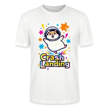 🐹 Hamster Astronaut in Crash Landing - Stanley/Stella CRAFTER Unisex Organic T-Shirt - white - Front - Alina (178cm) & Michal (187cm)
