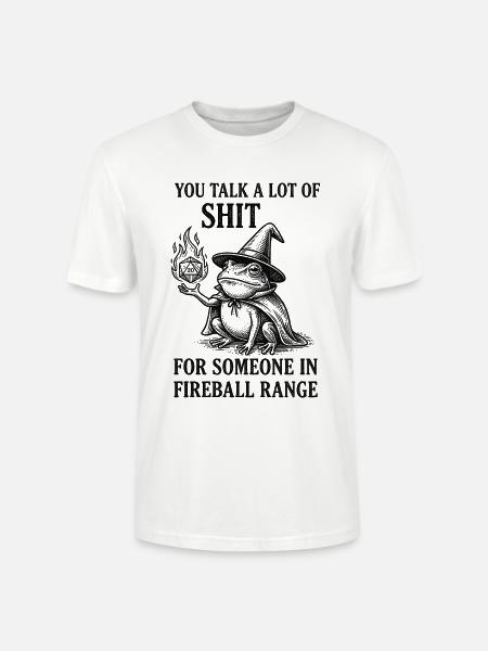 Fireball Range – Sjov frø-troldmandsrollespil - Stanley Stella CRAFTER unisex økologisk-T-shirt - hvid